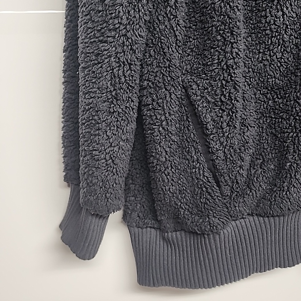 Members Mark cozy Sherpa sz S super soft charcoal zipper tie pullover. Warm cozy - Picture 2 of 6